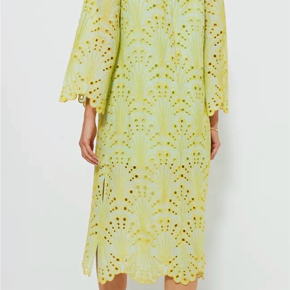 New Tuckernuck 100% Cotton Mint & Mimosa Eyelet Midi Dress JAMIE Size Large NNT